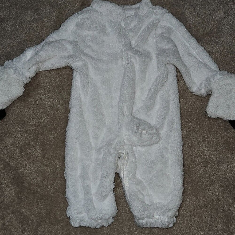 Polar Bear Cub Costume Halloween Infant 6-12 Months Outfit Headpiece Purple Ears - Picture 6 of 10